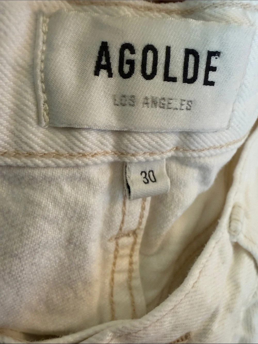 AGOLDE Parker Long Denim Shorts White Sz 30 100% Organic Cotton